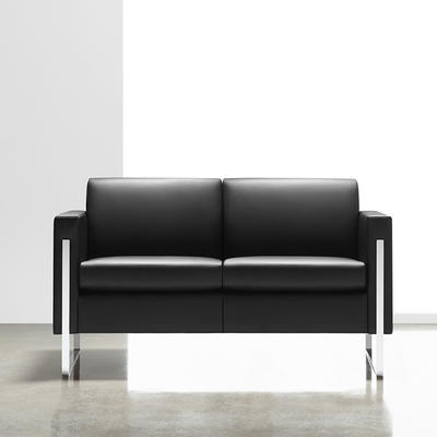 Leather office sofa with stainless steel leg