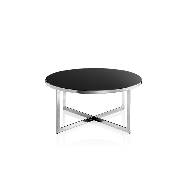 New center table design round tempered glass top coffee tables with stainless steel frame