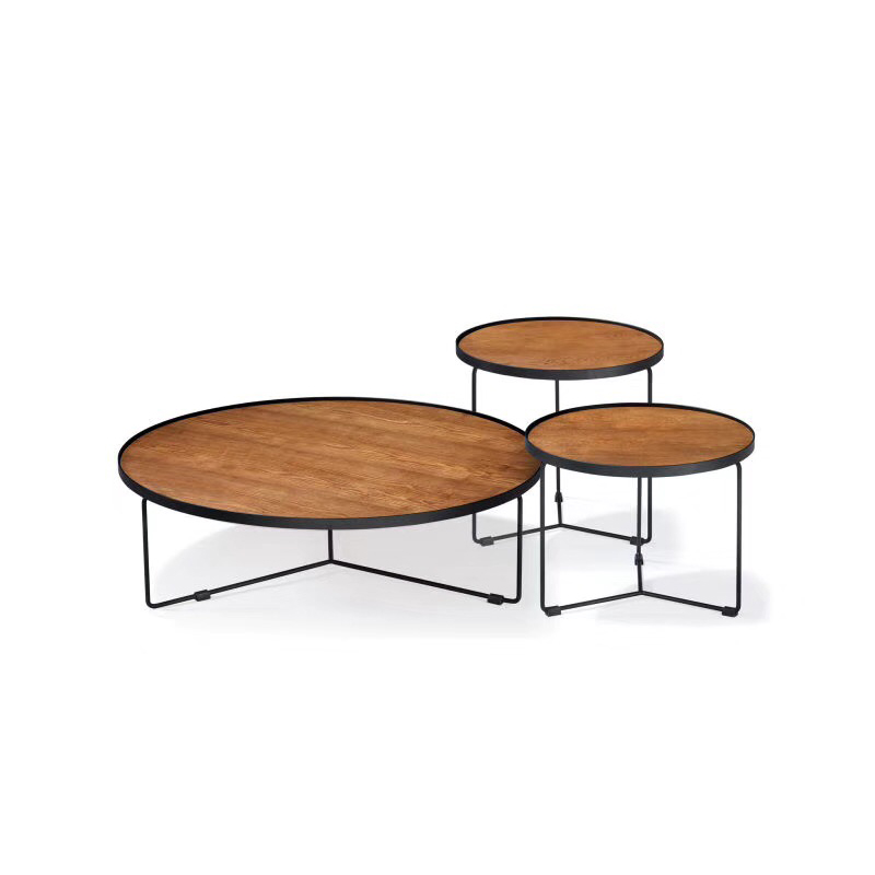 New design wooden tea table/coffee table set with metal frame