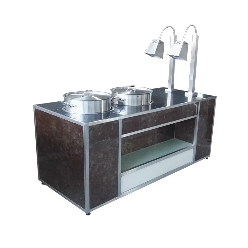 Stainless Steel Structure LED Buffet Counter Modern Style Dim Sum Buffet Live station